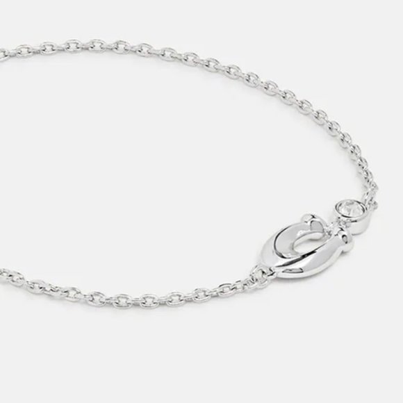 NWT COACH Silver Chubby C Charm Adjustable Slider Bracelet - Picture 3 of 6